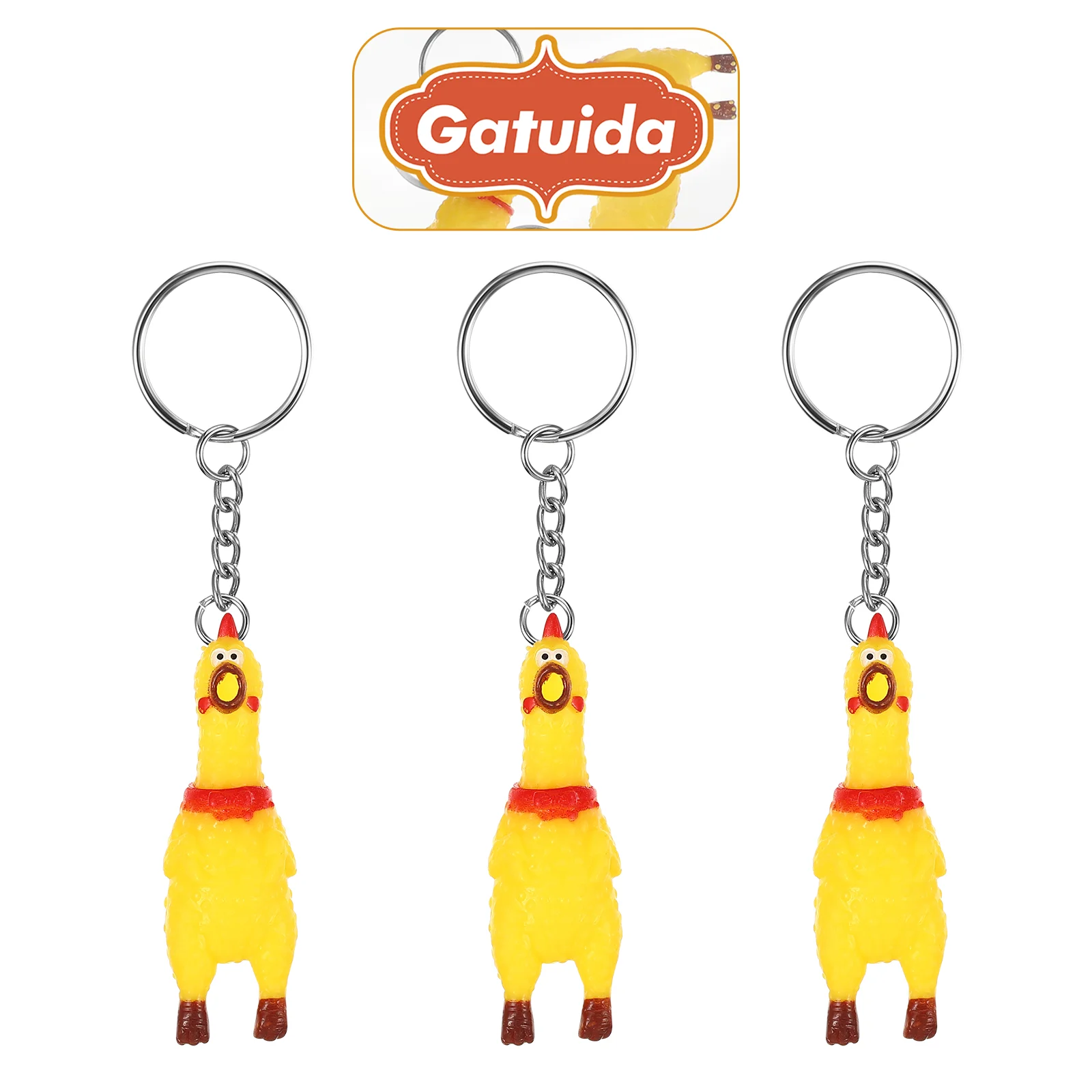 3pcs Screaming Chicken Key Chains Shrilling Chicken Toy Pendants Party Favors Backpack Pendants Screaming Chicken Keychain