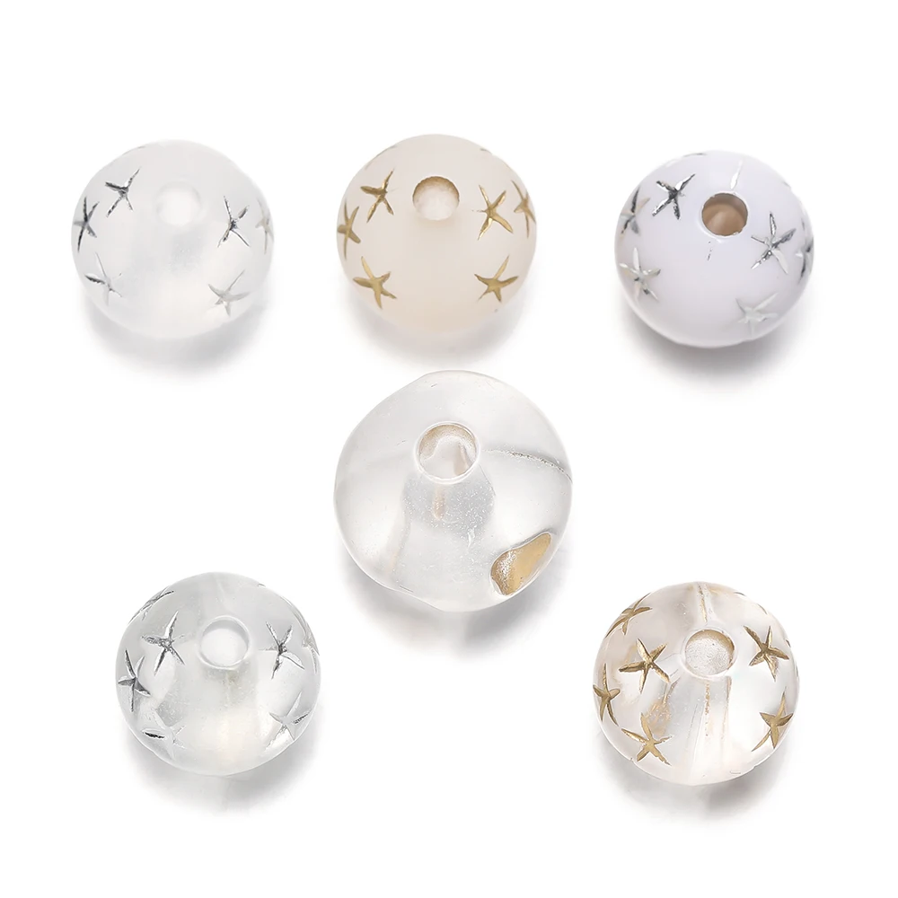 

50pcs 9.5x10mm Acrylic Round Beads Spacer Beads For Jewelry Making DIY Bracelet Necklace Accessories