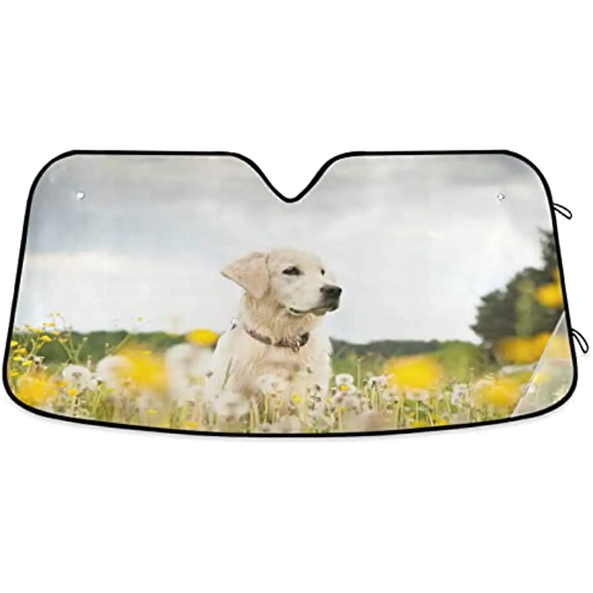 Car Windshield Sun Shade Dog Sun Visor Protector Folding Auto Sunshade Blocks UV Rays for Car Truck SUV 55x28in (Golden Retrieve