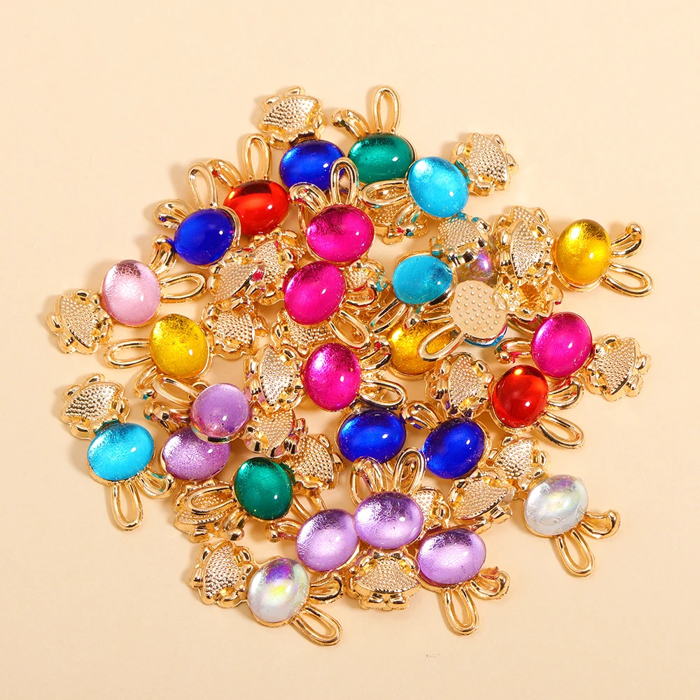10Pcs Mode Bunte Kristall Kaninchen Anhänger Für Frauen Schmuck Machen DIY Tiere Charms Halskette Schlüsselbund Handwerk Liefert – Detail 7
