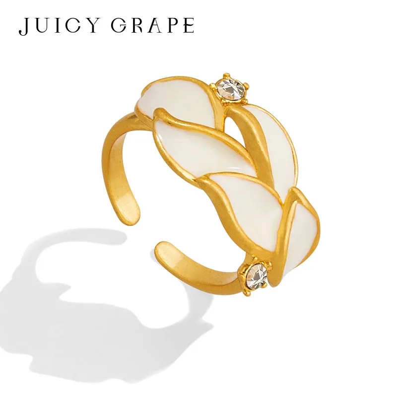 

Elegant Leaf-Shaped Enamel Ring for Ladies Handcrafted Summer Jewelry Perfect for Holiday Party Gift Selection