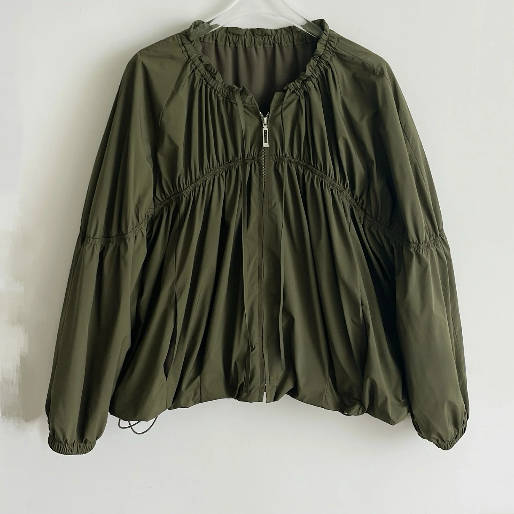 Lemon Cheese M * NE Casual suelta cuello elástico pado chaqueta con cordón Top versátil cómoda csa de manga larga de al...