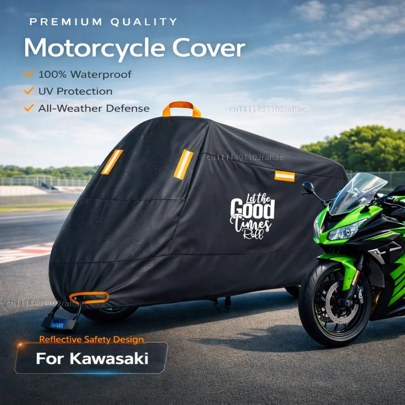 For Kawasaki H2 Zx6R Zx12R Outdoor Motorcycle Cover Waterproof Thickened Polyester UV Protective Rain Dust Sun All Weather Cover