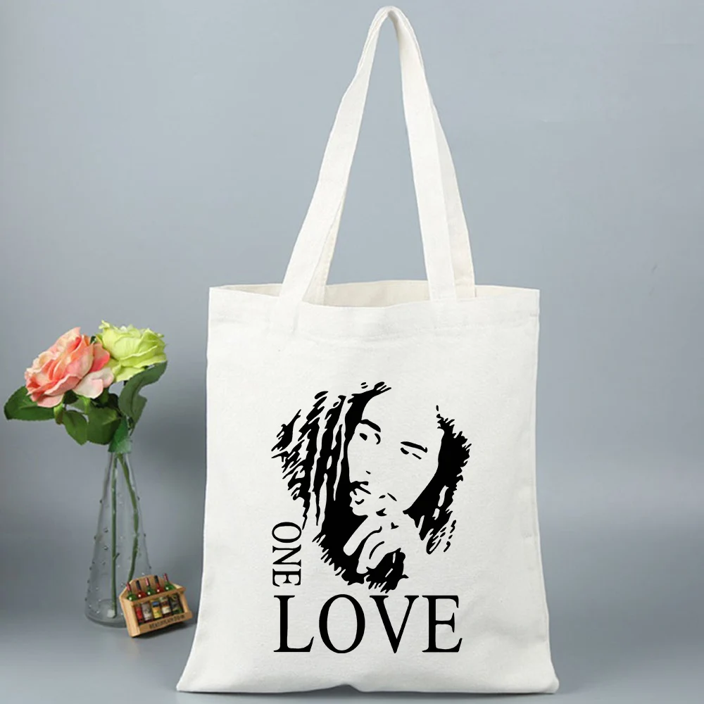 Bob Marley Handbags Large Shoulder Handbag Fabric Canvas Bag for Market Shopping Girls Shopping Bags