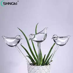 1pcs Automatic Flower Watering Device Plant Waterer Self Watering Globes Bird Shape Hand Blown ClearPlastic Aqua Bulbs