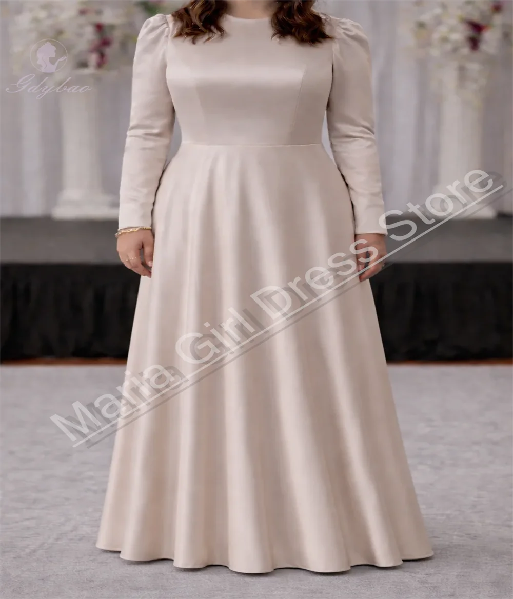 Custom Flower Girl Dress Suitable For Wedding Satin Long Sleeves Young Girls' First Communion Party Performance Dress