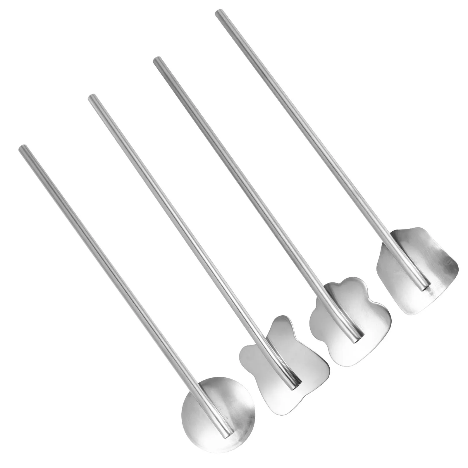 

4pcs Stainless Steel Straw Reusable Multi-Use Coffee Tea Bar Restaurant Home Spoon Straw Stirring Mixing Swizzle Stick