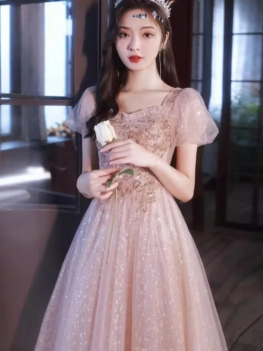Robe de soirée rose amincissante, taille haute, jupe trapèze longue pour 8e anniversaire, mariage, fiançailles, 8 bal