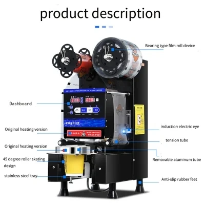 High Quality Fully Automatic Digital Cup Sealing Machine Table Top Bubble Tea Plastic Cup Sealer Machine