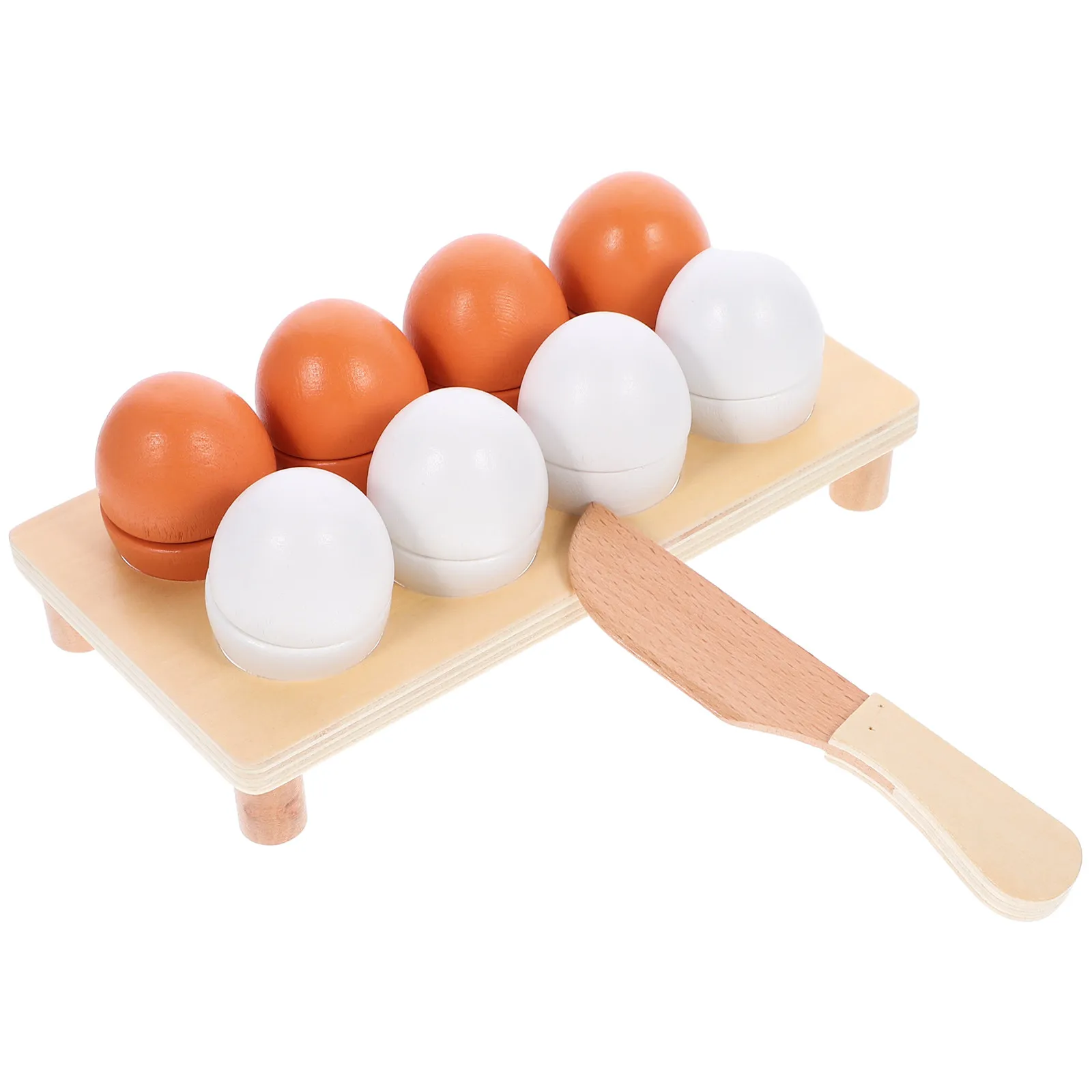 

1Set Wooden Hen Egg and Duck Egg Cutting Simulation Play Kitchen Educational Food Cutting Set for Kids Cognitive Hand Eye