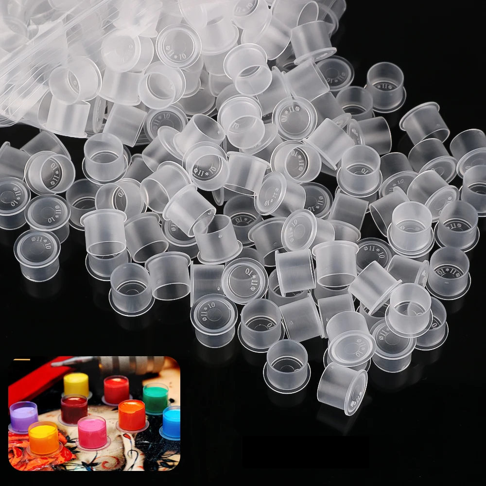 المتاح الوشم أكواب الحبر الشفاف S/M/L/XL ماكياج تلوين الصباغ كوب الحاويات الوشم ملحق لفناني الوشم #4