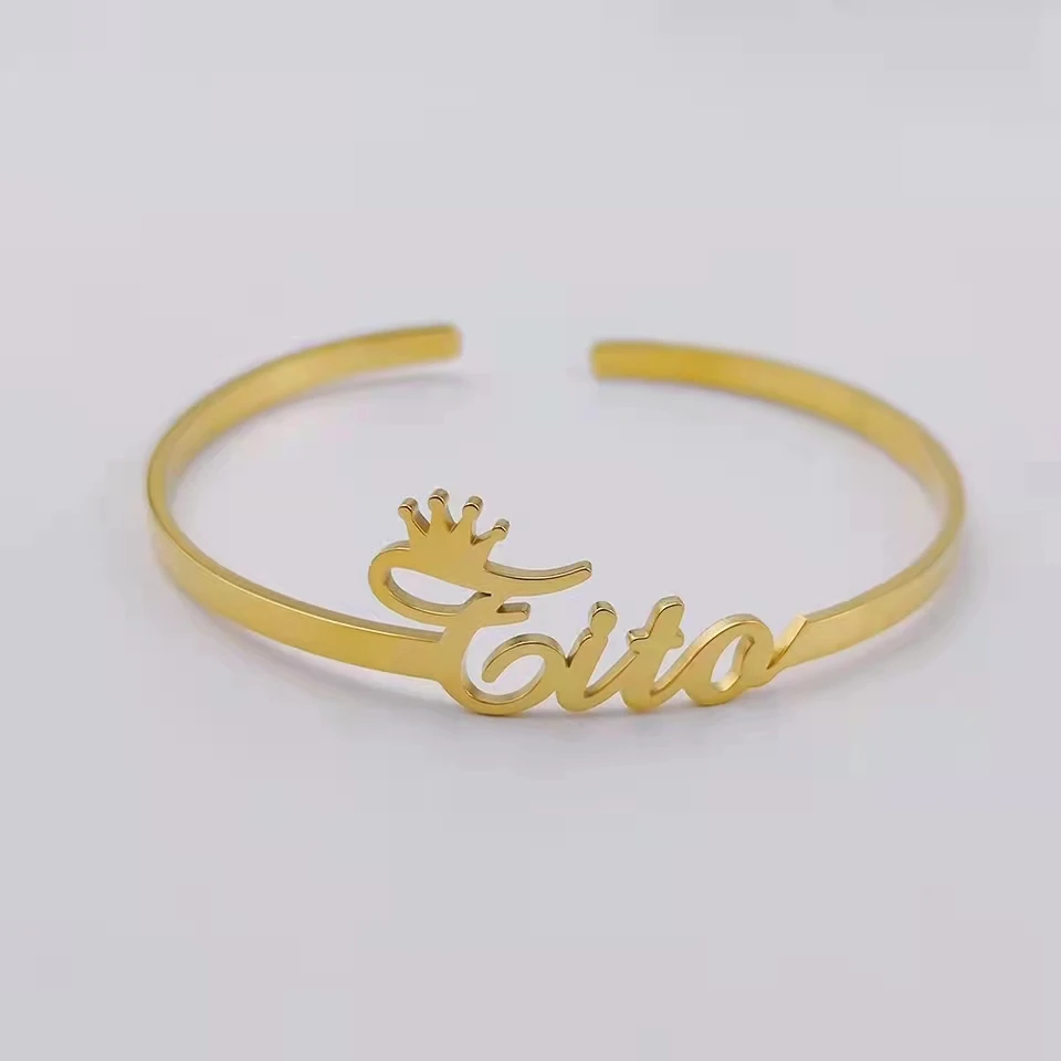 Pulsera con nombre personalizado para mujer, brazalete con letras de acero inoxidable, joyería personalizada, regalo de cumpleaños