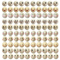 100pcs 20mm Round Beads Wooden Beads with Face Multifunctional Wooden Ball for DIY Bracelet Necklace Jewelry Making