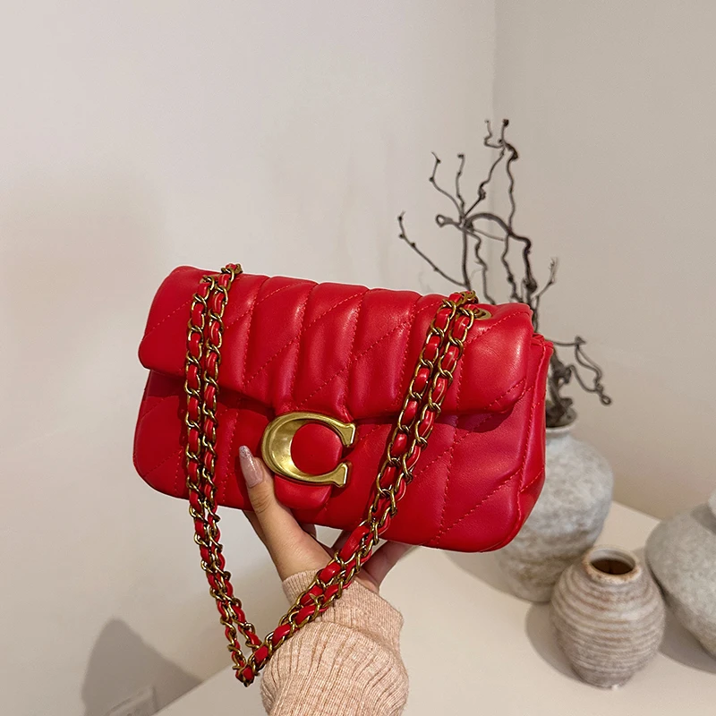 

Xiaoxiangfeng high-quality small bag, chain crossbody bag, new diamond grid thread C embroidery bag, single shoulder women's bag
