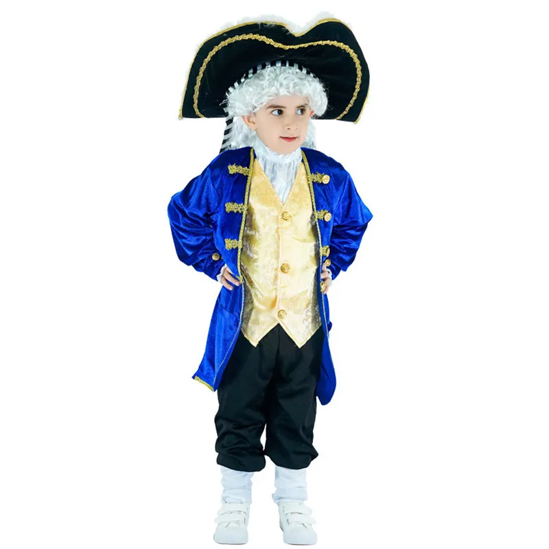 Boys Pirate Captain Cosplay Kids Children Halloween Jack Sparrow Costumes Carnival Purim Parade Stage Role Play Show Party Dress