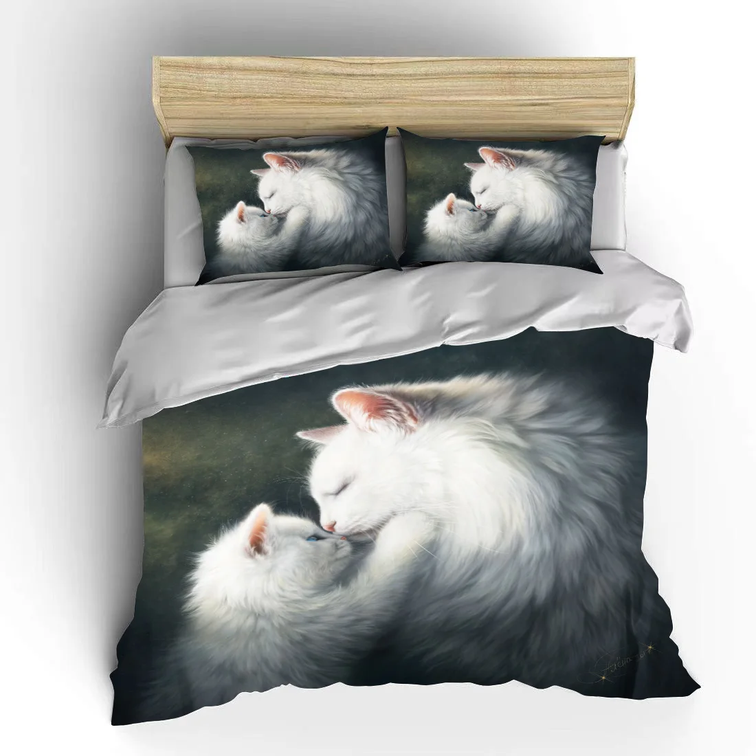 

3D Cute Wolves Cat Print Bedding Set Cute Duvet Quilt Cover Animal Lovely Pet Cats Bed Cover With Pillowcases Custom Bed Linen