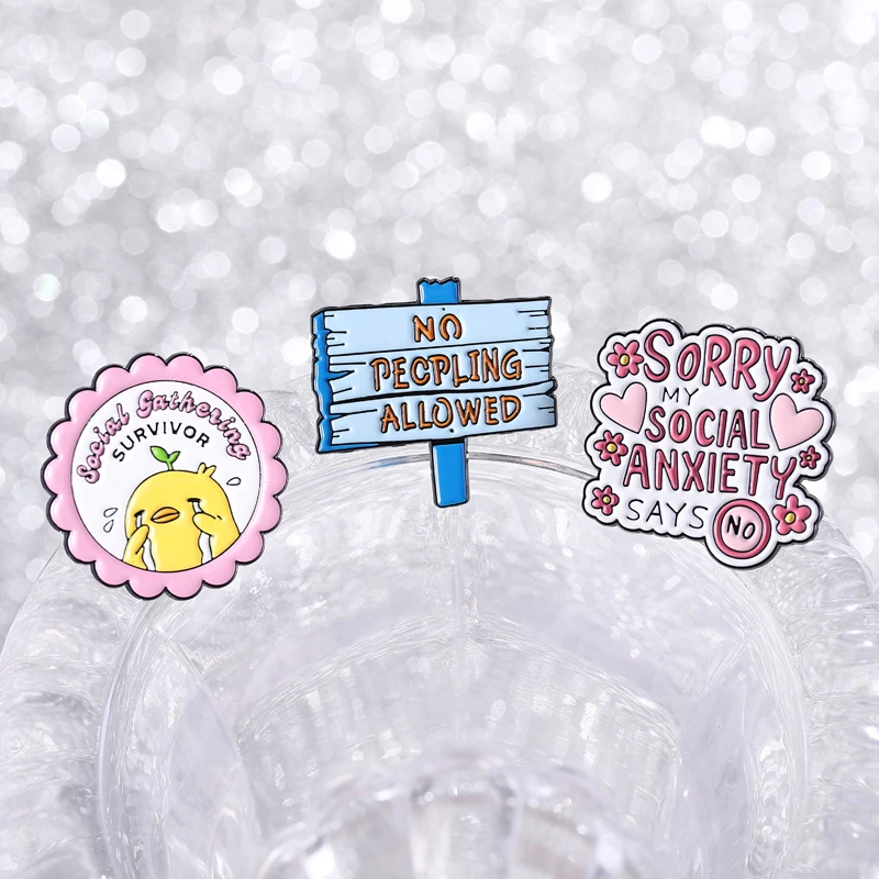 ADHD Awareness Collection Enamel Pins Anti-depression Cat Dog Books Brooch Lapel Badge Fragile Animal Quotes Jewelry Gift view 2