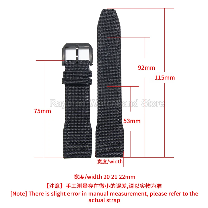 Durable Sweatproof 20 21 22mm Specific Buckle Canvas Nylon Watchband for IWC Pilot‘s Mark Portuguese Chronograph Watch Bracelet