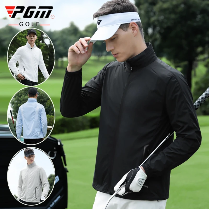 

Pgm New Men Hooded Golf Jacket Zip Cardigan Waterproof Windproof Golf Top Lightweight Gym Sports Jackets Long Sleeve Windbreaker