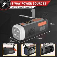 Emergency AM/FM/SW Radio Bluetooth-Compatible Speaker USB C/Solar/Hand Crank Charging Battery Operated Radio for Camping 4500mAh