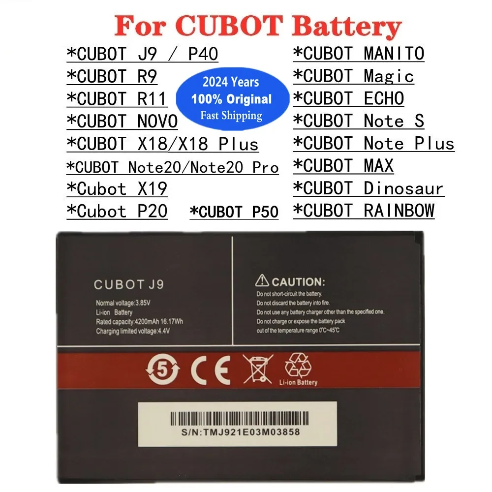 Original Battery For CUBOT Note 20 Pro S Plus J9 P40 P50 RAINBOW NOVA MANITO Magic ECHO X18 MAX Dinosaur X19 P20 R9 R11 Battery