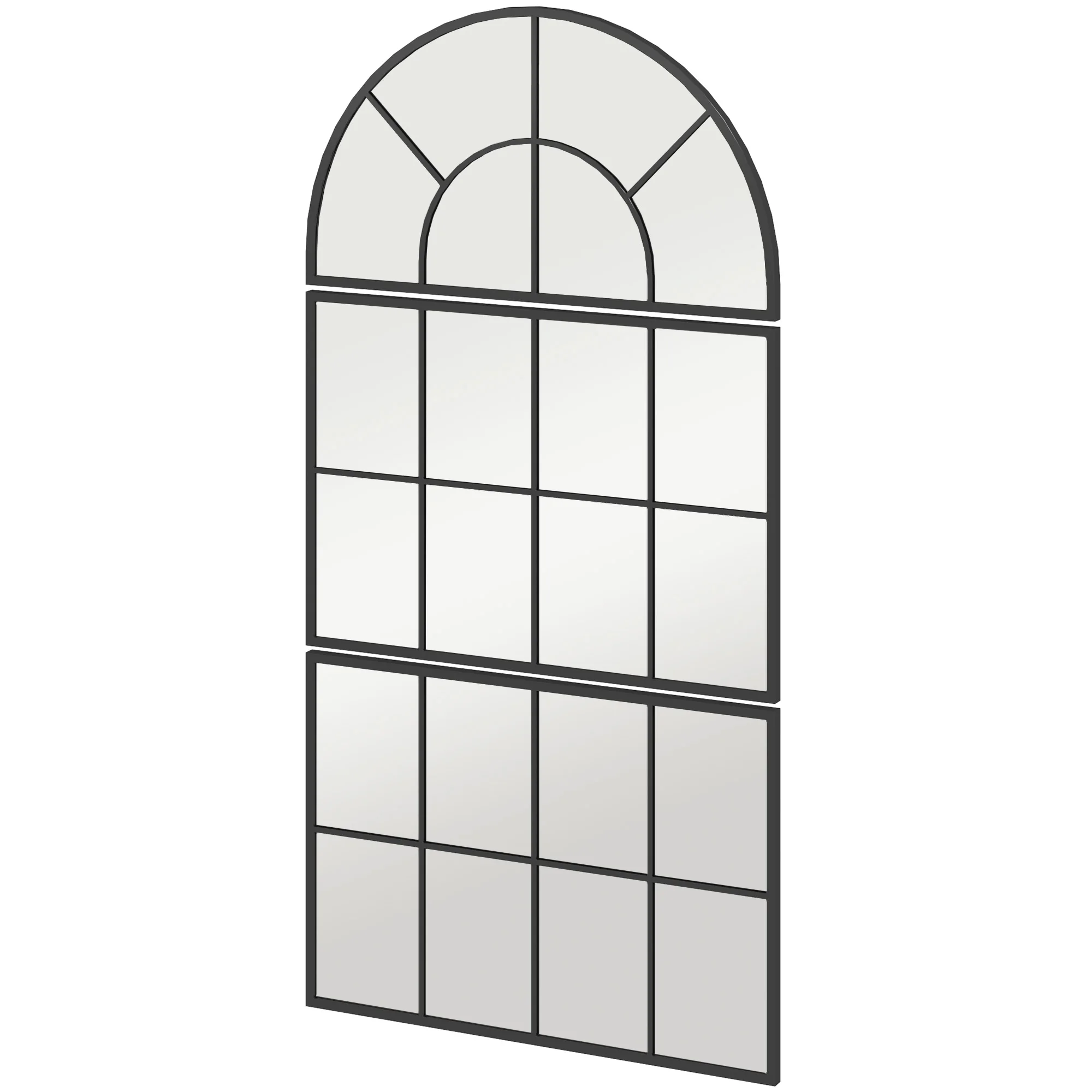 Homcom Wandspiegel 76X149 cm 3-delig met metalen frame venstervorm zwart