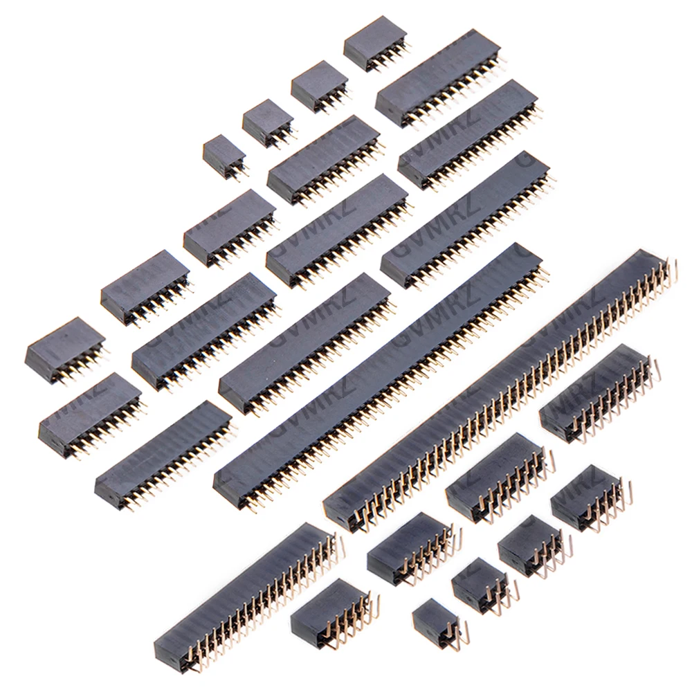 10PCS 2.54mm 2X12/13/14 Double Row Female 2~40P PCB Board Straight/ bend angle Pin Header socket Connector Pinheader 2X2/3/4/5/6