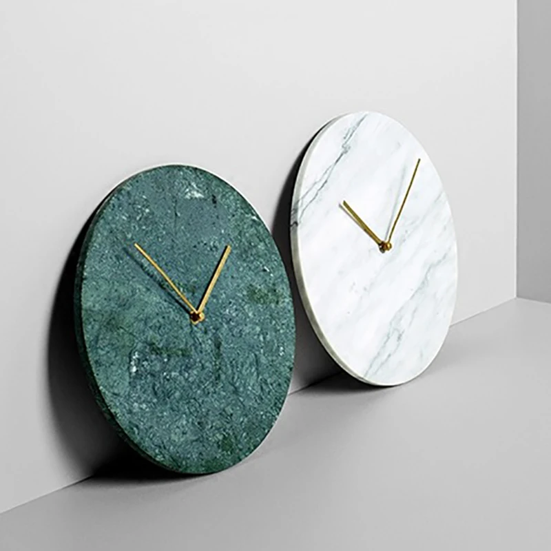 

Nordic Large Wall Clock Modern Design Natural Marble Clocks Home Decor for Living Room Luxury Silent Watches Bedroom Decoration