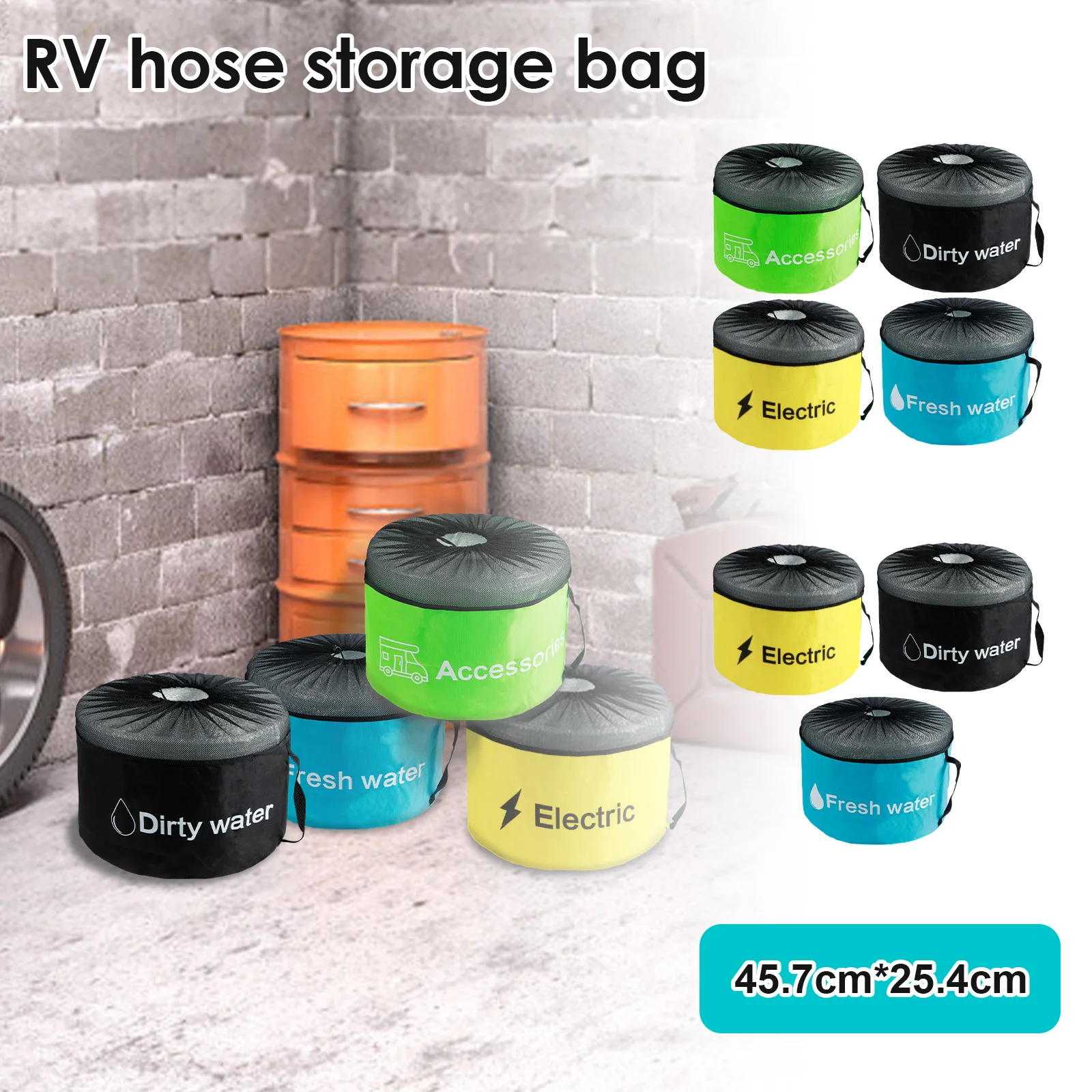

3/4PCS RV Hose Storage Bags with Mesh Top Waterproof RV Utility Bag Multifunctional RV Accessories Storage Bags with Straps