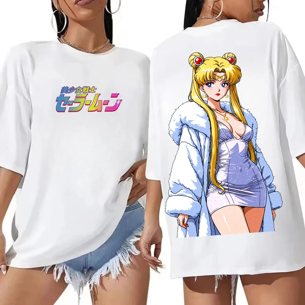 

Sailor Moon Retro 90s Anime Graphic T Shirt Summer Cotton Men Women Tee Streetwear Casual Trend Short Sleeve Couple Hip Hop Top
