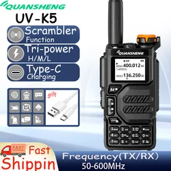 Quansheng-Walkie Talkie portátil UV K5, radio bidireccional, radioaficionado, radio bidireccional, conjunto inalámbrico, receptor de largo alcance