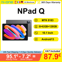 N-one NPad Q Tablet 10.1'' (6+6)GB RAM 128GB ROM MTK8183 Android13 LPDDR4X 6600mAh 1280*800 FHD IPS 8-Cores WiFi BT5.0 Type-C
