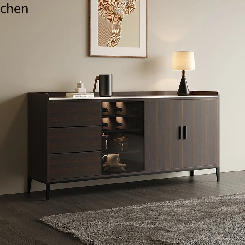 

HXL Italian rock slab dining side cabinet solid wood tea disinfection cabinet tea bar machine integrated multi-functional locker