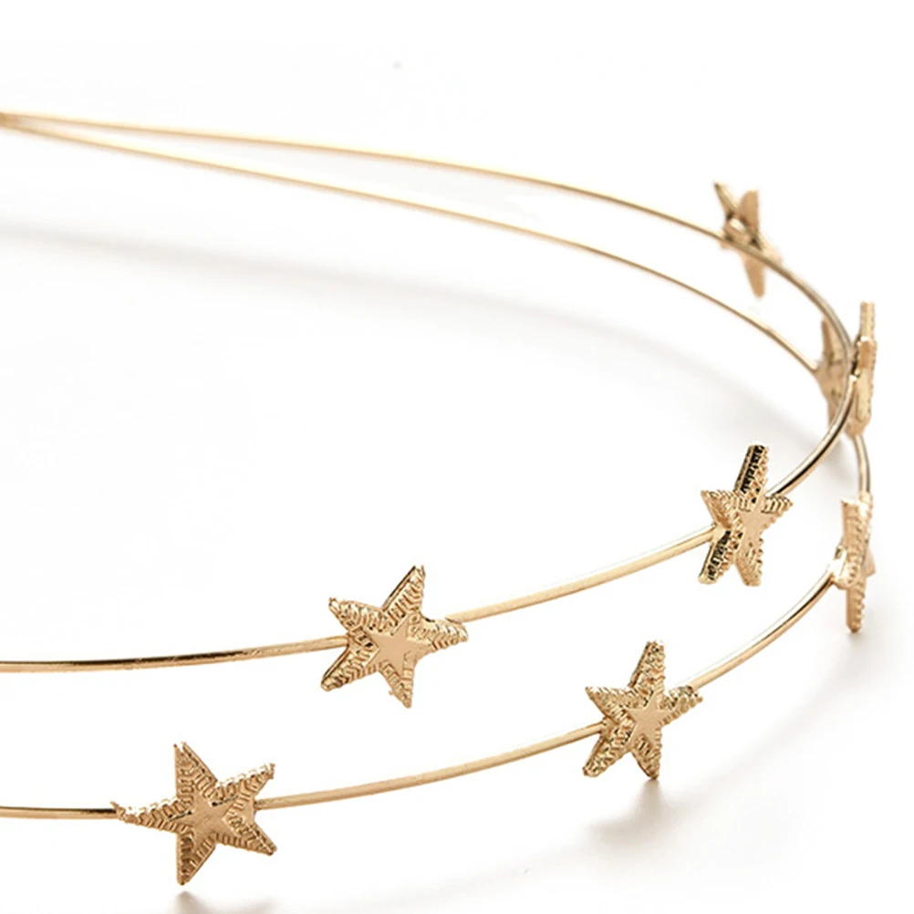 

2pcs Pentagram Hair Golden Metal Delicate Women Girl Hairband for Party Delicate Hair Decor Carnivals Costumes