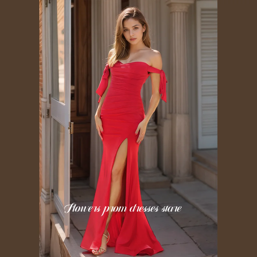 

Flowers Prom Mermaid Evening Dress Tie Straps Cocktail Party Dress for Women Special Occasion Dresses with Pleats Customized