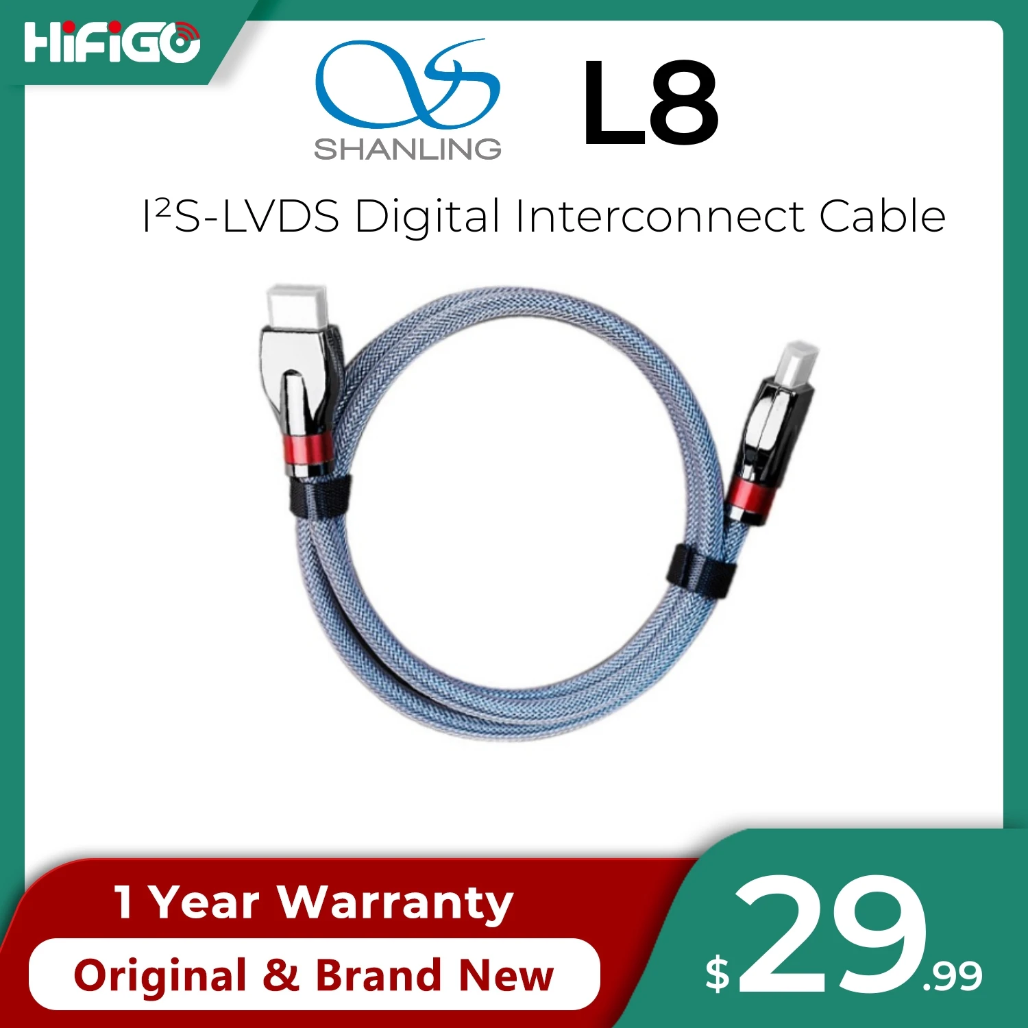 SHANLING L8 I²S-LVDS Digital Interconnect Cable for CD Player/AMP/DAC around 100cm