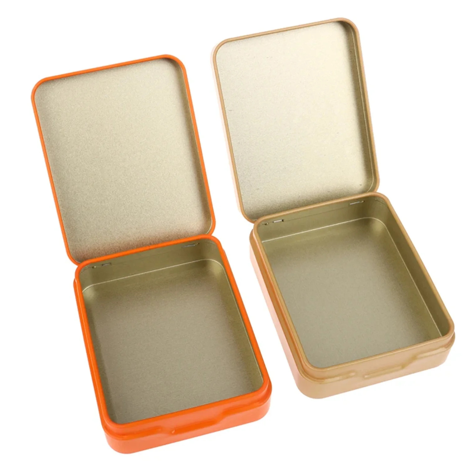 Tinplate  Box Metal Rectangular Empty Mini Box Tinplate Candy Pill Case Hinged Container Jewelries Organizer