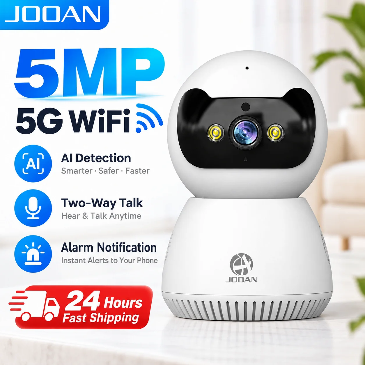 JOOAN 5MP 3MP Smart Camera Indoor Security Baby Monitor 5G Wifi Motion Detection Two-Way Audio 24/7 Video Surveillance Camera