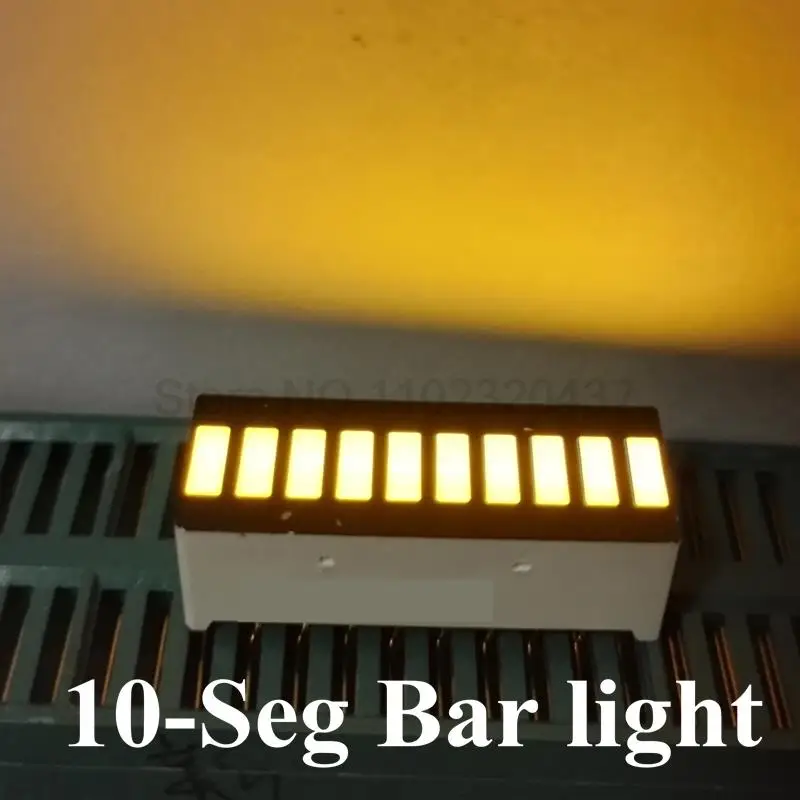 

20PCS Yellow 10 grid digital segment LED light bar 10 flat tube 25x10mm red light ten cell surface flat tube