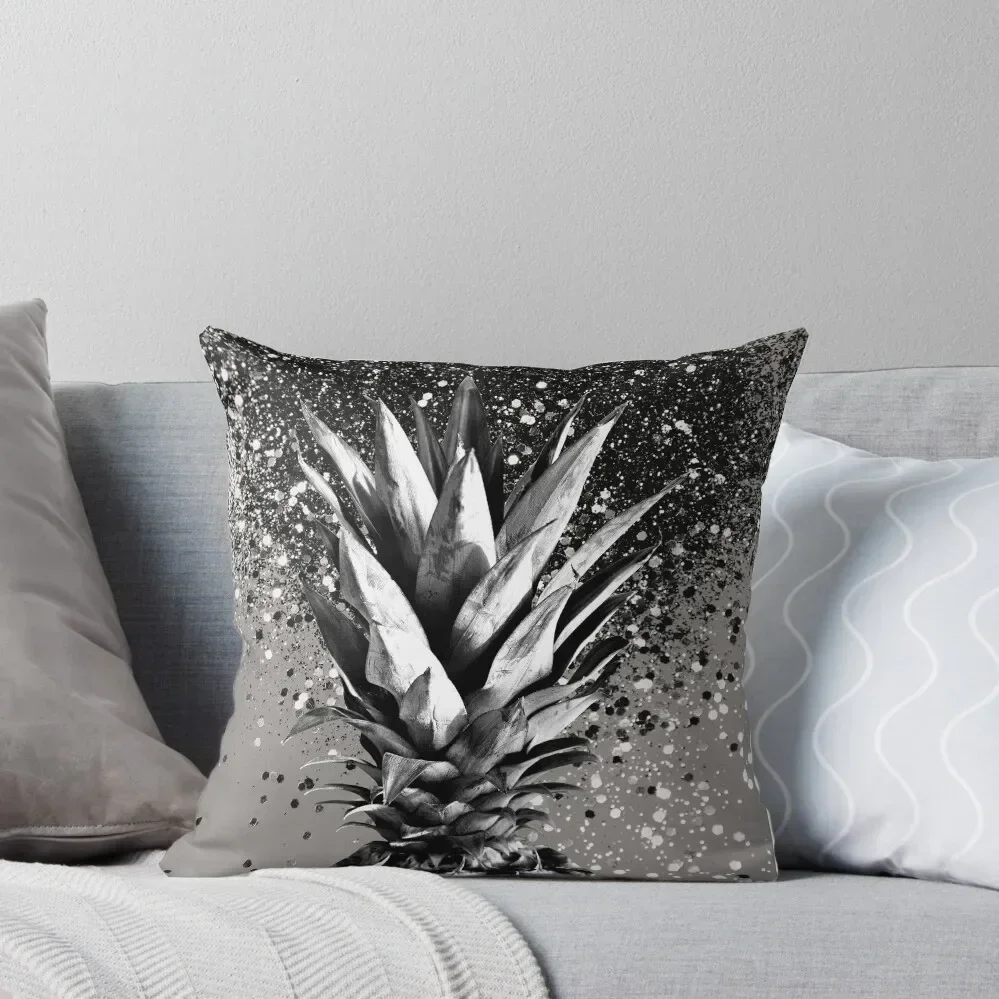 

Pineapple Silver Gray Glitter Glam #1 (Faux Glitter) #tropical #fruit #decor #art Throw Pillow Cushion Child Pillow Cover pillow