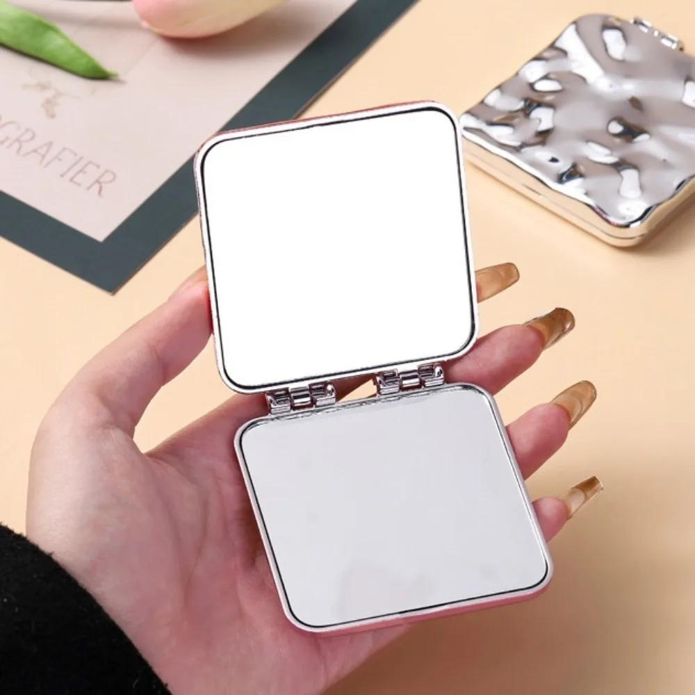 

Mini Foldable Plating Makeup Mirror Square Dressing Mirror Portable Hand Mirrors Double-sided Creative Compact Pocket Mirror