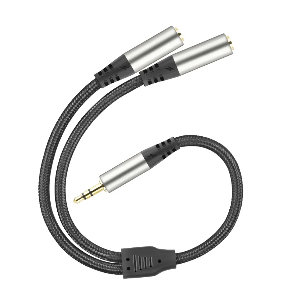 5pcs 3.5mm 1 to 2 Audio Splitter Male to Female Extension Cable, 4 Pole Stereo with Microphone for Phone PC Car Headset Speaker