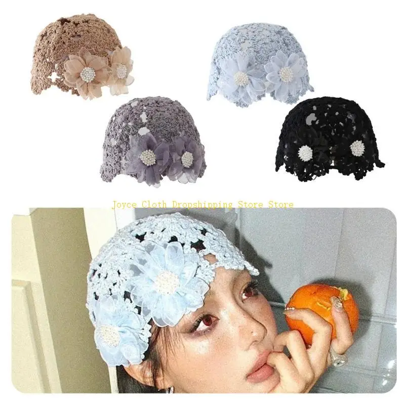 

Party Pullover Hat Crochet Head Cover Handmade Hollow Hat Forehead Hair Jewelry Hairwear for Music Festival 10CD