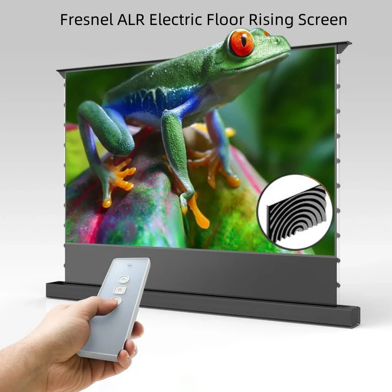 150 INCH Long Throw Fresnel ALR Electric Floor Rising Ceiling/Sides Ambient Light Rejecting Screen for Normal Projector 16:9 8K