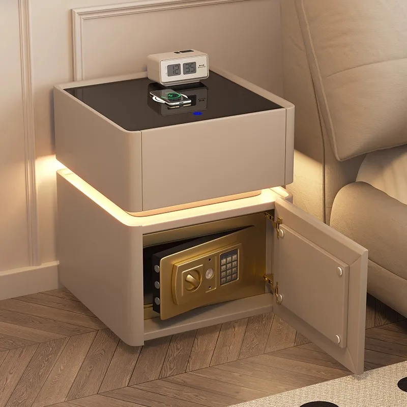 Household smart bedside table, safe, integrated multi-function wireless charging , bedroom , storage cabinet