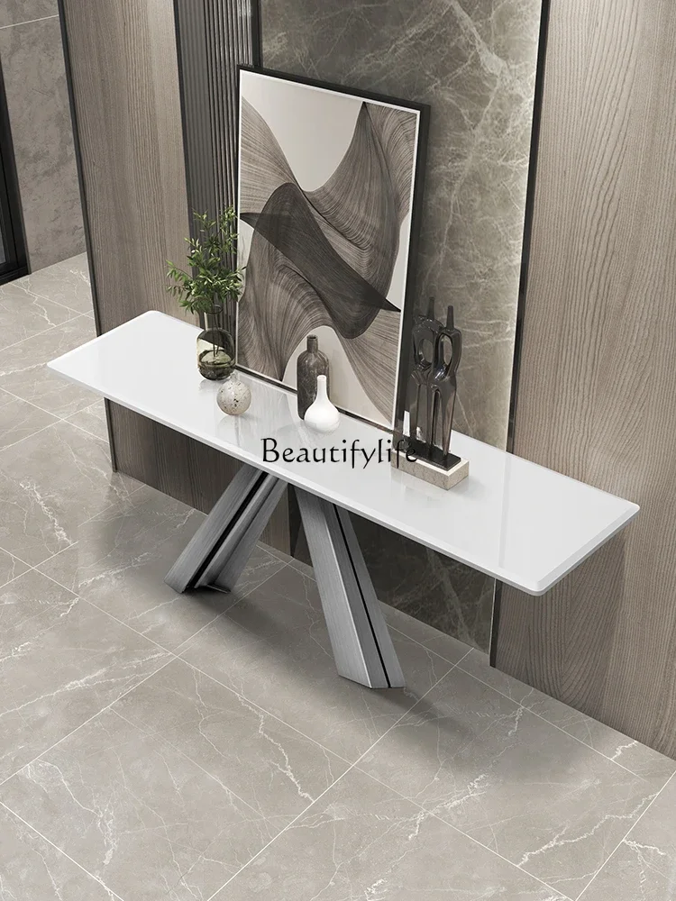 

yj5Italian Simple Luxury Nano Jade Stone Console Tables Modern Light Luxury Minimalist Hallway