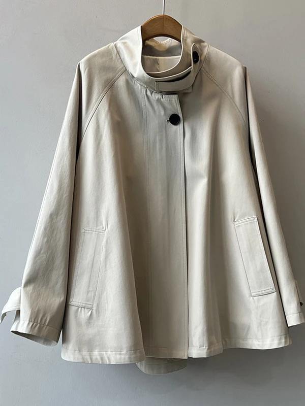 เสื้อโค้ทกันลมสไตล์เกาหลีสำหรับผู้หญิง ฤดูใบไม้ร่วง ฤดูหนาว รุ่นใหม่ 2025 แฟชั่นสุดฮิต สไตล์บริติช คอตั้ง