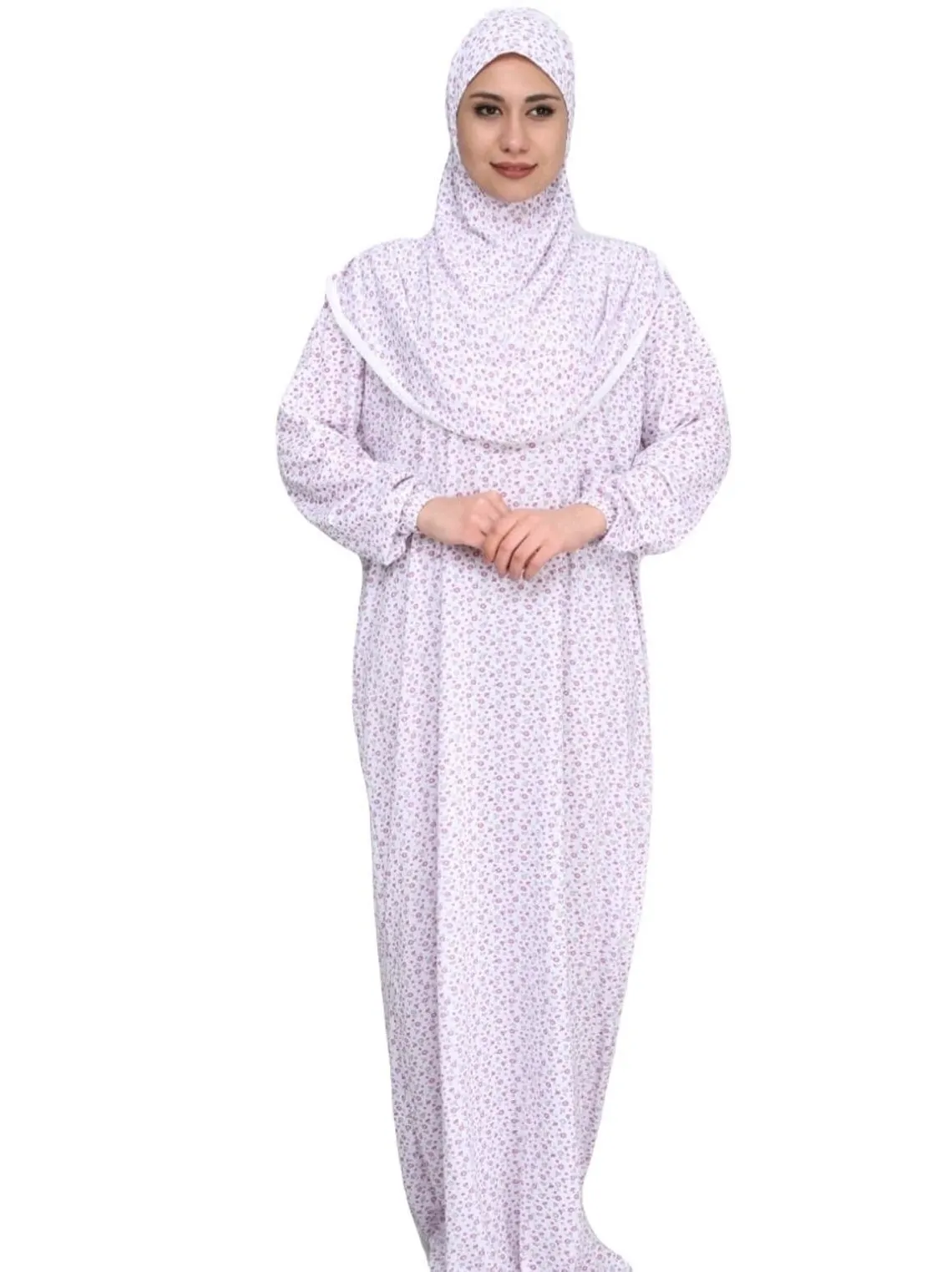 Muslim Full Cover Prayer Dress Garment Abaya Islamic Traditional Cotton Turkey Female Thin Two 2 Piece Set Ramadan Random Color