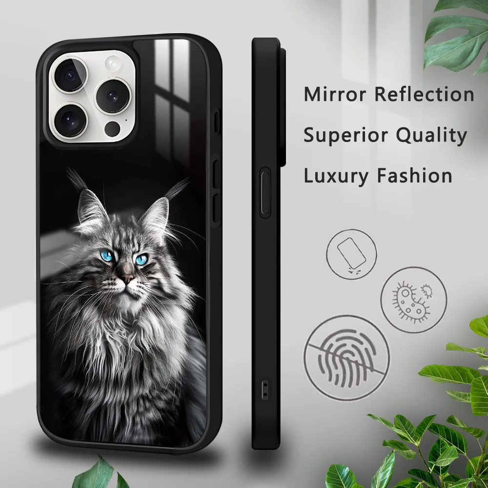 Pet Maine Coon Cat Phone Case For iPhone 16 15 14 13 12 11 Pro Xs Max Mini Plus Celulares Hard Funda