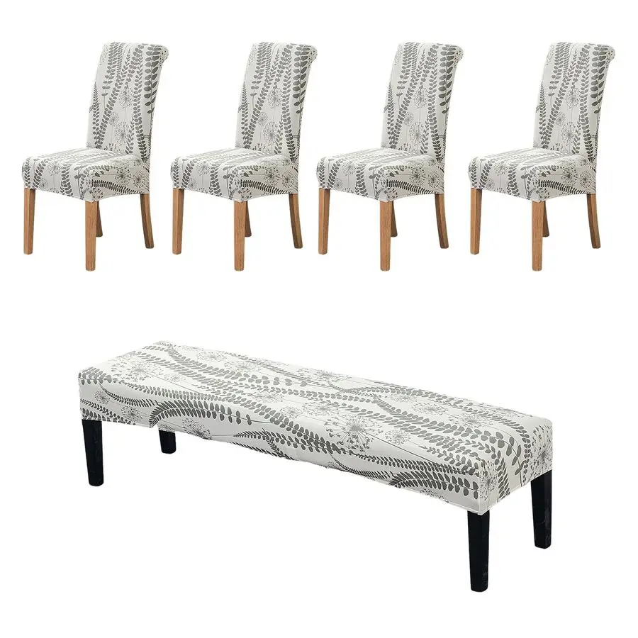 

Chair Cover Dining Chair Covers Set of 5 with Bench Chair Cover Parsons Chair Slipcover Upholstered Bench Slipcover Removable Ki